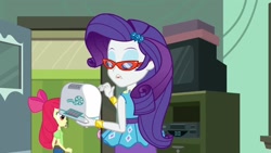 Size: 1920x1080 | Tagged: safe, screencap, apple bloom, rarity, sweetie belle, human, equestria girls, equestria girls series, g4, happily ever after party, glasses, happily ever after party: rarity, humanized, projector, rarity peplum dress, rarity's glasses