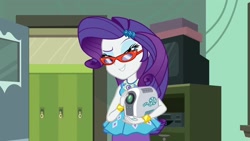 Size: 1920x1080 | Tagged: safe, screencap, rarity, human, equestria girls, g4, happily ever after party, happily ever after party: rarity, my little pony equestria girls: better together, glasses, humanized, projector, rarity peplum dress, rarity's glasses