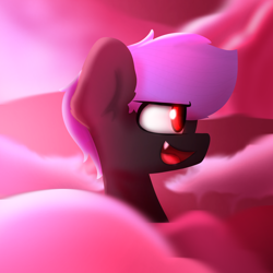 Size: 2000x2000 | Tagged: safe, artist:arche, oc, oc only, oc:arche medley, fangs, high res, pink cloud, red eyes, sky, solo