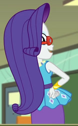 Size: 612x982 | Tagged: safe, screencap, rarity, human, equestria girls, g4, happily ever after party, happily ever after party: rarity, my little pony equestria girls: better together, cropped, glasses, rarity peplum dress, solo