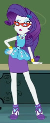 Size: 327x804 | Tagged: safe, screencap, rarity, human, equestria girls, g4, happily ever after party, happily ever after party: rarity, my little pony equestria girls: better together, belt, bracelet, clothes, cropped, cutie mark on clothes, eyebrows, eyeshadow, female, frilly design, geode of shielding, glasses, gold, hairpin, hand on hip, high heels, jewelry, legs, looking offscreen, magical geodes, makeup, pencil skirt, pendant, raised eyebrow, rarity peplum dress, rarity's glasses, shoes, skirt, sleeveless, solo, tank top