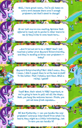 Size: 2048x3197 | Tagged: safe, gameloft, princess ember, rainbow dash, starlight glimmer, pegasus, pony, unicorn, g4, my little pony: magic princess, dialogue, dialogue box, english, event, female, high res, implied fluttershy, mare, solo focus, speech bubble, text