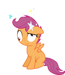 Size: 3000x3465 | Tagged: safe, artist:cloudy glow, scootaloo, pegasus, pony, g4, ponyville confidential, circling stars, dizzy, female, filly, foal, high res, simple background, solo, transparent background, vector