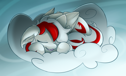 Size: 2500x1500 | Tagged: safe, artist:starcasteclipse, oc, oc only, pegasus, pony, cloud, eyes closed, female, mare, on a cloud, sleeping, sleeping on a cloud, solo