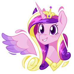 Size: 1080x1084 | Tagged: safe, artist:imaplatypus, princess cadance, alicorn, pony, g4, bust, crown, female, jewelry, mare, regalia, simple background, smiling, solo, white background