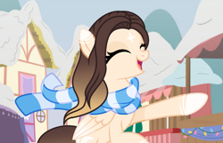 Size: 1265x813 | Tagged: safe, artist:cindystarlight, oc, oc only, oc:cindy, pegasus, pony, clothes, female, mare, scarf, snow, solo, striped scarf