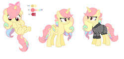Size: 3408x1624 | Tagged: safe, artist:kiracatastic, oc, oc only, alicorn, pony, alicorn oc, base used, bow, clothes, frown, hair bow, horn, multicolored hair, rainbow hair, simple background, story included, white background, wings