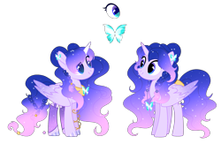 Size: 2769x1806 | Tagged: safe, artist:existencecosmos188, oc, oc only, oc:existence, alicorn, pony, alicorn oc, base used, duo, ethereal mane, female, horn, mare, simple background, starry mane, transparent background, wings