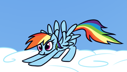 Size: 1031x585 | Tagged: safe, artist:purblehoers, rainbow dash, pegasus, pony, g4, cloud, female, iwtcird, mare, meme, solo, spread wings, stretching, wings