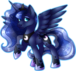 Size: 2389x2251 | Tagged: safe, artist:chvrchgrim, princess luna, alicorn, pony, g4, clothes, crown, female, high res, jewelry, raised hoof, regalia, shoes, simple background, solo, spread wings, transparent background, wings