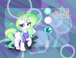 Size: 2721x2088 | Tagged: safe, artist:selenavivacity, oc, oc only, oc:stunning emerald, dracony, hybrid, pony, abstract background, base used, clothes, female, high res, interspecies offspring, offspring, parent:rarity, parent:spike, parents:sparity, raised hoof, reference sheet, scarf, solo