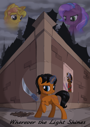 Size: 1800x2544 | Tagged: safe, artist:sirzi, oc, oc only, pony, unicorn, fanfic:wherever the light shines, fanfic, fanfic art, fanfic cover, knife, scar, solo