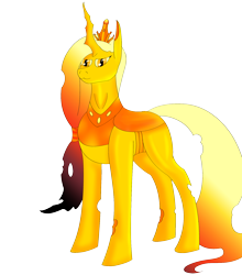 Size: 1500x1706 | Tagged: safe, artist:silverfan, oc, oc only, changeling, changeling queen, changeling queen oc, female, goldling, mare, simple background, solo, transparent background