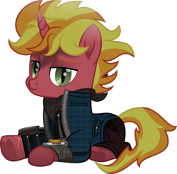 Size: 1208x1188 | Tagged: safe, artist:php178, oc, oc only, oc:fire brander, pony, unicorn, fallout equestria, g4, rainbow falls, .svg available, bandana, bedroom eyes, clothes, coat, colored eyebrows, curled up, cute, dapper, fallout equestria oc, green eyes, gun, handgun, heart, holster, hoof heart, horn, jacket, lidded eyes, looking at you, lying down, movie accurate, ocbetes, one leg raised, orange mane, orange tail, pipbuck, pistol, plaid, pocket, ponyloaf, prone, raider, revolver, simple background, sitting, slit pupils, smiling, smiling at you, solo, stallion oc, strap, svg, tail, tartan, transparent background, two toned mane, two toned tail, underhoof, unicorn oc, upside-down hoof heart, vector, yellow mane, yellow tail, zipper