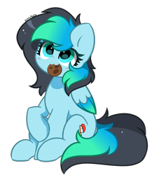 Size: 3400x3872 | Tagged: safe, artist:kittyrosie, oc, oc only, oc:kiru, pony, cookie, food, high res, open mouth, simple background, solo, transparent background