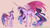 Size: 4345x2400 | Tagged: safe, artist:greenmaneheart, twilight sparkle, alicorn, pony, g4, the last problem, cheek fluff, chest fluff, colored hooves, colored wings, colored wingtips, duality, ear fluff, ears back, ethereal hair, ethereal mane, ethereal tail, folded wings, gradient hair, gradient mane, gradient tail, horn, lidded eyes, long horn, looking at each other, looking at someone, looking up, multicolored wings, nervous, older, older twilight, older twilight sparkle (alicorn), partially open wings, pink background, princess twilight 2.0, raised hoof, reflection, self paradox, self ponidox, simple background, smiling, standing, tail, time paradox, twilight sparkle (alicorn), wings
