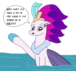 Size: 2159x2025 | Tagged: safe, artist:supahdonarudo, queen novo, seapony (g4), series:novoember, g4, my little pony: the movie, dialogue, female, high res, ocean, sassy, sidemouth, simple background, solo, speech bubble, text, transparent background, water