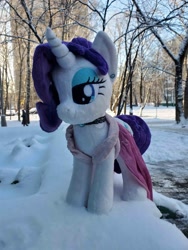 Size: 1512x2016 | Tagged: safe, artist:epicrainbowcrafts, rarity, g4, clothes, dress, irl, jewelry, photo, plushie, snow, winter