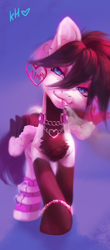 Size: 1240x2812 | Tagged: safe, artist:khvorost162, oc, oc only, pegasus, pony, boots, bracelet, chains, choker, cigarette, collar, ear piercing, female, jewelry, piercing, shoes, smoke, smoking, solo, wings