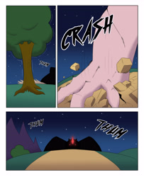 Size: 3000x3700 | Tagged: safe, artist:begoliah, comic:crusaders, comic, high res, monster, tree