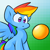 Size: 900x900 | Tagged: safe, artist:zutcha, rainbow dash, pegasus, pony, g4, ball, female, gradient background, solo