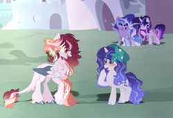 Size: 1081x739 | Tagged: safe, artist:arcticwindsbases, artist:dreamybae, artist:nocturnal-moonlight, artist:selenavivacity, oc, oc only, alicorn, draconequus, pony, unicorn, alicorn oc, base used, beret, blushing, colored hooves, colored wings, draconequus oc, ethereal mane, female, flower, flower in hair, hat, horn, male, mare, oc x oc, shadow, shipping, sparkly mane, story included, straight, unicorn oc, wings