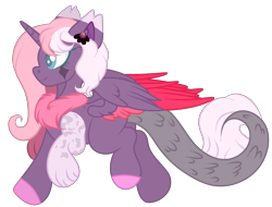 Size: 1948x1480 | Tagged: safe, artist:existencecosmos188, oc, oc only, alicorn, draconequus, hybrid, pony, alicorn oc, draconequus oc, horn, simple background, solo, transparent background, wings
