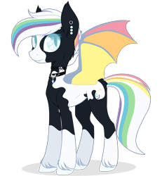 Size: 2508x2712 | Tagged: safe, artist:existencecosmos188, oc, oc only, bat pony, pony, bat pony oc, bat wings, choker, ear piercing, high res, piercing, simple background, smiling, transparent background, wings