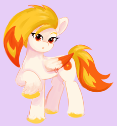 Size: 2756x2964 | Tagged: safe, artist:saphypone, flare (g5), pegasus, pony, g5, my little pony: tell your tale, concave belly, female, high res, hooves, mare, raised hoof, simple background, solo, unshorn fetlocks