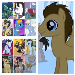 Size: 2880x2880 | Tagged: safe, black marble, chain letter (character), doctor whooves, eleventh hour, lucky clover, perfect pace, perry pierce, pokey pierce, time flies, time turner, well-wisher, earth pony, pegasus, pony, unicorn, g4, make new friends but keep discord, slice of life (episode), sonic rainboom (episode), the best night ever, winter wrap up, blazer, bowtie, butt, clothes, cravat, doctor who, eighth doctor, eleventh doctor, fedora, female, fifth doctor, first doctor, fourteenth doctor, fourth doctor, fourth doctor's scarf, hat, high res, male, mare, ninth doctor, perfect timing (character), plot, precious (character), ribbon bow tie, scarf, second doctor, sixth doctor, stallion, striped scarf, tenth doctor, third doctor, thirteenth doctor, unnamed character, unnamed pony, war doctor