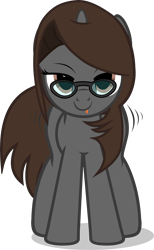 Size: 3817x6185 | Tagged: safe, artist:mrvector, derpibooru exclusive, oc, oc only, oc:sonata, pony, unicorn, turnabout storm, :p, absurd resolution, butt shake, cute, female, glasses, imminent pounce, lidded eyes, looking at you, mare, simple background, smug, solo, tongue out, transparent background, vector