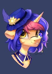 Size: 848x1199 | Tagged: safe, artist:sofiko-ko, oc, oc only, pony, unicorn, hat, monocle, solo