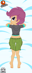 Size: 2385x5470 | Tagged: safe, artist:theminus, scootaloo, human, equestria girls, g4, ass, body pillow, body pillow design, butt, clothes, dakimakura cover, female, looking at you, looking back, looking back at you, scootabutt, solo