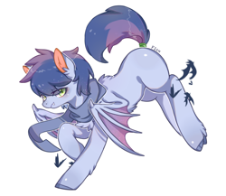 Size: 3450x3000 | Tagged: artist needed, source needed, safe, oc, oc only, oc:crystal eve, bat pony, blank flank, chest fluff, clothes, fluffy, high res, male, scarf, simple background, solo, white background