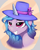 Size: 4254x5277 | Tagged: safe, artist:itchystomach, derpibooru exclusive, izzy moonbow, pony, unicorn, g5, digital art, female, grin, hat, mare, ribbon, smiling, smug, solo