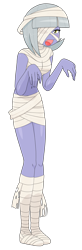 Size: 1396x4275 | Tagged: safe, artist:batipin, limestone pie, human, equestria girls, g4, belly button, breasts, clothes, costume, cute, equestria girls-ified, female, halloween, halloween costume, holiday, limabetes, midriff, mummy, open mouth, simple background, solo, stocking feet, transparent background