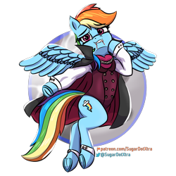 Size: 4500x4500 | Tagged: safe, artist:sugardotxtra, rainbow dash, pegasus, pony, g4, blood, butt, clothes, costume, dracula, fangs, flying, halloween, halloween costume, holiday, looking at you, plot, simple background, solo, spread wings, transparent background, underhoof, wings