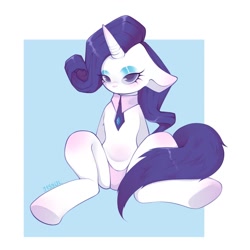 Size: 1280x1280 | Tagged: safe, artist:j1ss0l, rarity, pony, unicorn, g4, abstract background, bedroom eyes, clothes, floppy ears, makeup, necktie, panties, solo, underwear