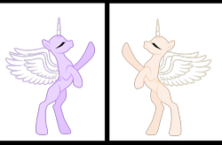 Size: 1976x1296 | Tagged: safe, artist:existencecosmos188, oc, oc only, alicorn, pony, alicorn oc, bald, base, duo, eyes closed, female, horn, mare, rearing, simple background, transparent background, wings