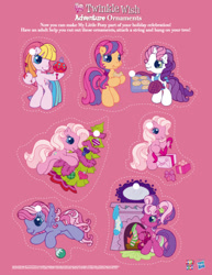 Size: 540x698 | Tagged: safe, cheerilee (g3), pinkie pie (g3), scootaloo (g3), starsong, sweetie belle (g3), toola-roola, earth pony, pegasus, pony, unicorn, g3, g3.5, official, twinkle wish adventure, activity sheet, bipedal, box, christmas, christmas stocking, christmas tree, clothes, cookie, eating, female, filly, fireplace, flying, foal, food, holiday, mare, ornament, ornaments, oven mitts, paintbrush, painting, pigtails, ponytail, present, socks, standing, tree