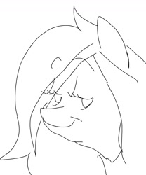 Size: 1080x1299 | Tagged: safe, artist:pony quarantine, oc, oc:anon-mare, earth pony, pony, black and white, bust, female, grayscale, looking at you, mare, monochrome, simple background, sketch, smiling, smiling at you, solo, white background