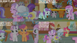 Size: 4400x2475 | Tagged: safe, edit, edited screencap, editor:quoterific, screencap, amethyst star, apple bloom, diamond mint, diamond tiara, liza doolots, petunia, piña colada, scootaloo, silver spoon, sparkler, sweetie belle, tootsie flute, call of the cutie, g4, cutie mark crusaders