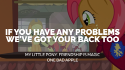 Size: 1920x1080 | Tagged: safe, edit, edited screencap, editor:quoterific, screencap, apple bloom, applejack, babs seed, scootaloo, sweetie belle, g4, one bad apple, cutie mark crusaders