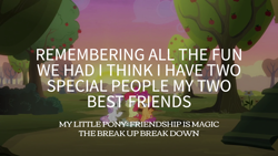 Size: 1920x1080 | Tagged: safe, edit, edited screencap, editor:quoterific, screencap, apple bloom, scootaloo, sweetie belle, g4, the break up breakdown, apple, apple tree, cutie mark crusaders, tree