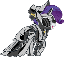 Size: 9606x8598 | Tagged: safe, artist:severity-gray, edit, rarity, pony, unicorn, g4, choker, clothes, dress, eyes closed, eyeshadow, gloves, hat, jewelry, latex, latex dress, latex gloves, latex mask, latex socks, latex suit, makeup, raised hoof, simple background, socks, solo, transparent background, vector
