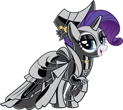 Size: 9606x8598 | Tagged: safe, artist:severity-gray, edit, rarity, pony, unicorn, g4, choker, clothes, dress, eyeshadow, gloves, hat, jewelry, latex, latex dress, latex gloves, latex mask, latex socks, latex suit, looking at you, makeup, raised hoof, simple background, socks, solo, transparent background, vector