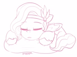 Size: 2435x1800 | Tagged: safe, artist:maren, pipp petals, pegasus, pony, g5, doodle, eyes closed, female, jewelry, mare, open mouth, pillow, sleeping, tiara