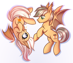 Size: 2676x2319 | Tagged: safe, artist:kannakiller, oc, oc only, bat pony, pony, bat pony oc, bat wings, commission, duo, duo male and female, ear fluff, female, full body, high res, looking at each other, looking at someone, male, mare, raised hoof, simple background, sketch, smiling, sparkles, stallion, white background, wings