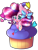 Size: 1521x1977 | Tagged: safe, artist:aquasky987, pinkie pie, earth pony, pony, g4, :p, bow, cupcake, food, hair bow, heart, heart eyes, micro, simple background, solo, tongue out, transparent background, wingding eyes