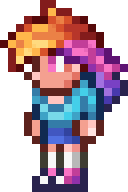 Size: 128x192 | Tagged: artist needed, safe, rainbow dash, human, g4, clothes, female, humanized, party girl, pixel art, pony reference, shirt, shoes, simple background, skirt, sneakers, socks, solo, sprite, t-shirt, terraria, white background